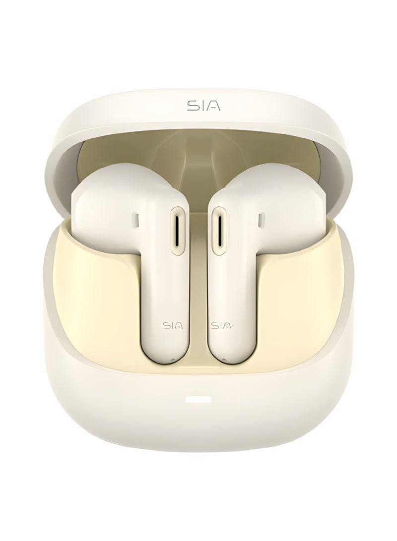sia TW102 Wireless Bluetooth Earbuds with 2-Mic ENC, 10mm Drivers, Lightweight & Comfortable – Beige - Image 1