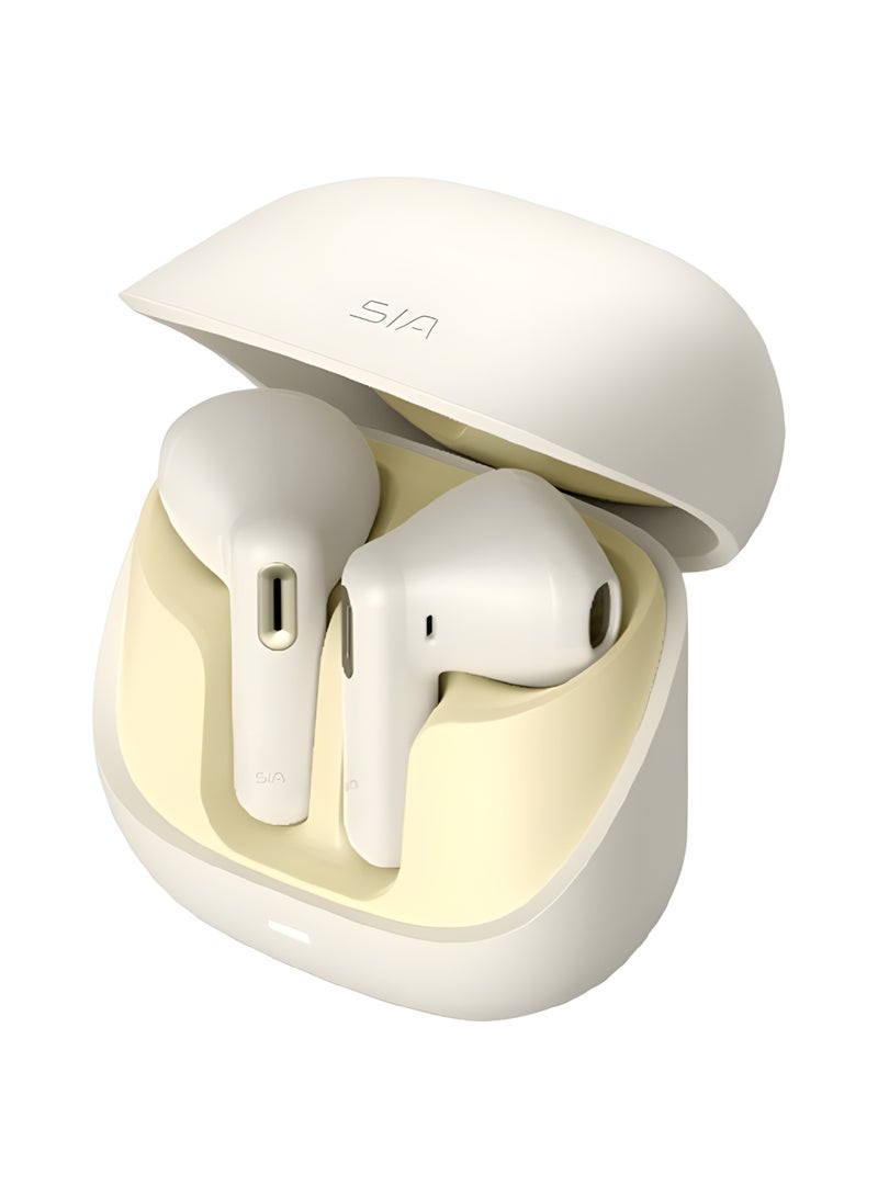 sia TW102 Wireless Bluetooth Earbuds with 2-Mic ENC, 10mm Drivers, Lightweight & Comfortable – Beige - Image 2