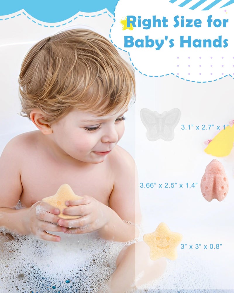MoHern Konjac Baby Sponge for Bathing, 3Pcs Natural Cute Shapes, Kids Bath sponges for Infants, Toddler Bath time, Plant-Based, Extra Soft - Image 5