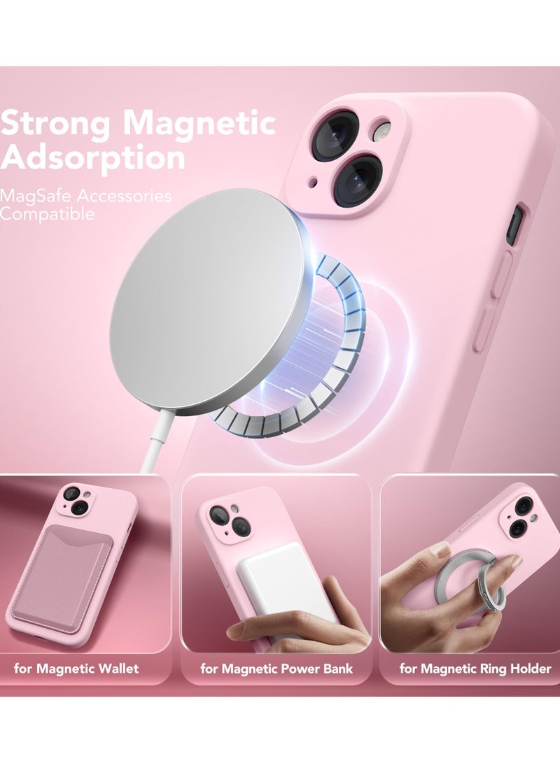 SUYDANBOX Magnetic for iPhone 15 Case Compatible with MagSafe [Screen Protector + Full Camera Protection] Silicone Shockproof Anti-Scratch Protective Phone Case for iPhone 15 6.1" Chalk Pink - Image 2