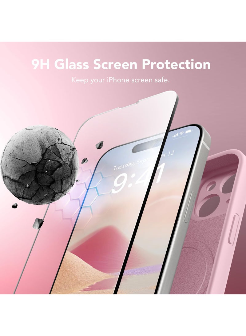 SUYDANBOX Magnetic for iPhone 15 Case Compatible with MagSafe [Screen Protector + Full Camera Protection] Silicone Shockproof Anti-Scratch Protective Phone Case for iPhone 15 6.1" Chalk Pink - Image 4
