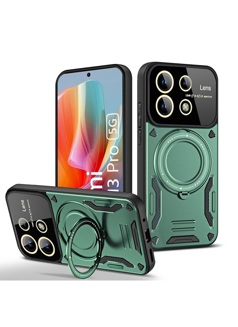 General - The case is compatible with the Xiaomi Poco M6 Pro 4G, a rugged shockproof cover with a 360° rotatable magnetic bracket for the full camera lens - Image 1