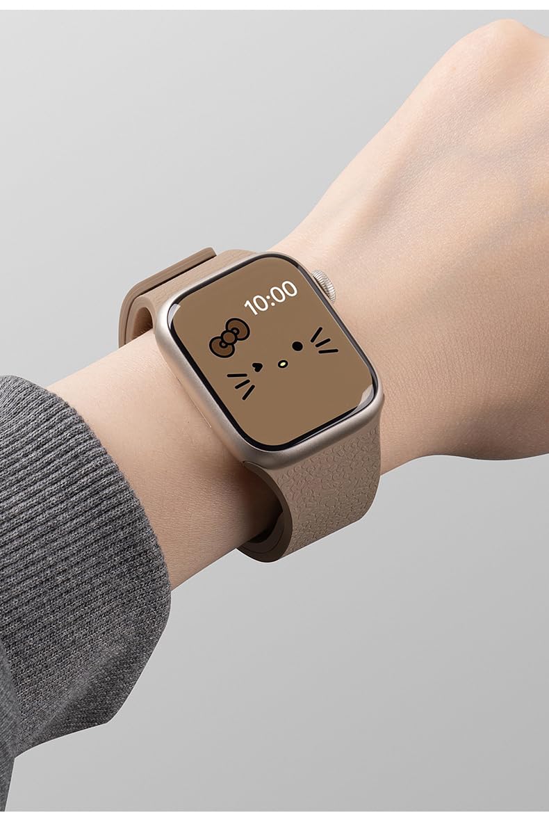 LYSMVIVI Magnetic Band Compatible with Apple Watch 49mm 46mm 45mm 44mm 42mm 41mm 40mm 38mm Women Men Lychee Silicone Magnetic Strap for iWatch Ultra SE Series 11 10 9 8 7 6 5 4 3 2 1 (Milk Tea) - Image 5