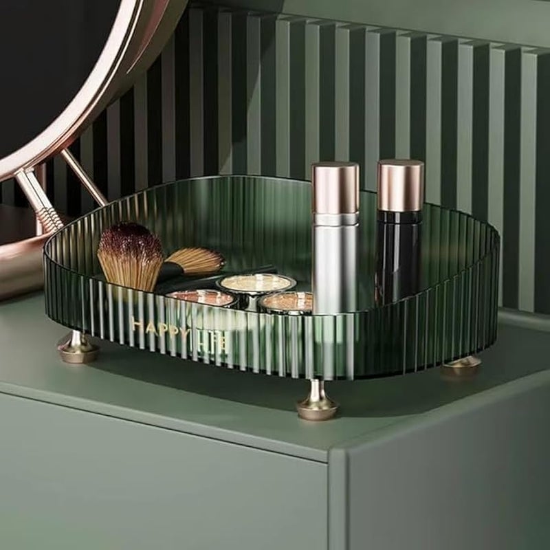 Makeup Perfume Organizer, Vanity Tray, Cosmetic Skincare Organizer, Countertop Organizer Tray for Bathroom Vanity Dresser Table, Green - Image 5