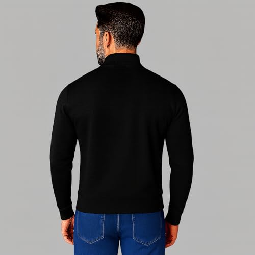 Mack Jonney Men’s Fleece Half-Zip Black Color High Neck Sweatshirt | Warm & Stylish Winter Wear -M4387 - Image 4