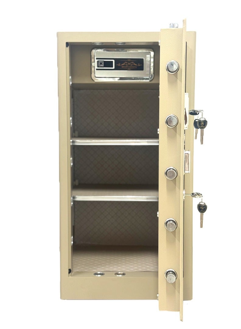 خزنة أمنية رقمية فاخرة مقاومة للحرائق ، مزودة بلوحة أرقام الكترونية وقفل ومفتاح مادي 100*50*45 سم - Image 2