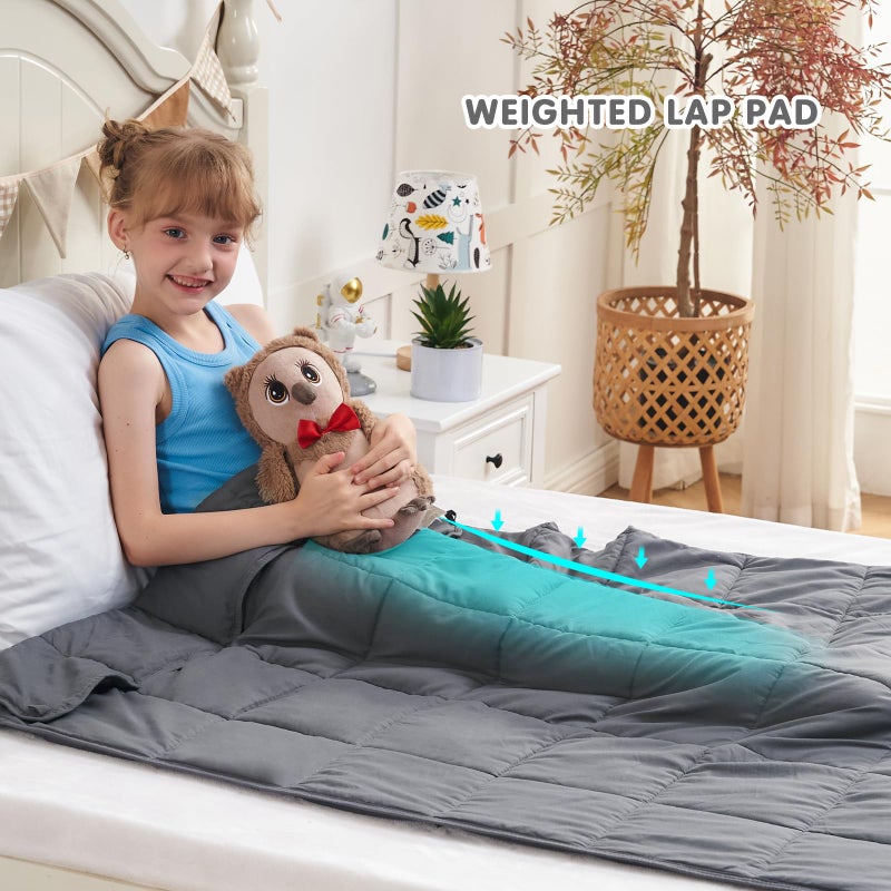 yescool Weighted Blanket 5 Pounds Cooling Weighted Lap Blanket, Grey Heavy Blanket for Sleeping, Weighted Throw Blanket Gift for 40-60lbs, 36"x48" - Image 2
