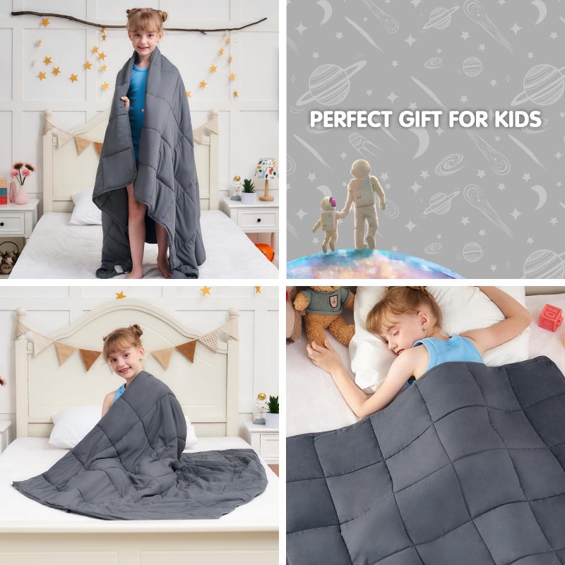 yescool Weighted Blanket 5 Pounds Cooling Weighted Lap Blanket, Grey Heavy Blanket for Sleeping, Weighted Throw Blanket Gift for 40-60lbs, 36"x48" - Image 4