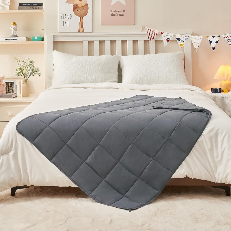 yescool Weighted Blanket 5 Pounds Cooling Weighted Lap Blanket, Grey Heavy Blanket for Sleeping, Weighted Throw Blanket Gift for 40-60lbs, 36"x48" - Image 5