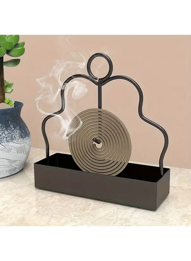 Black Iron Art Mosquito Coil Holder Durable Metal Incense Burner for Home Outdoor - Image 4
