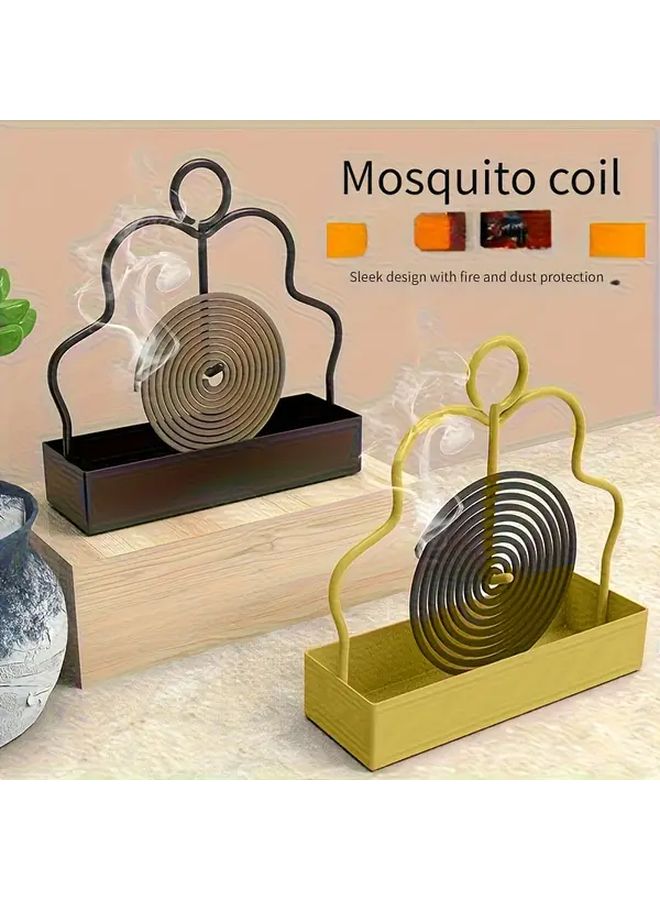Black Iron Art Mosquito Coil Holder Durable Metal Incense Burner for Home Outdoor - Image 1