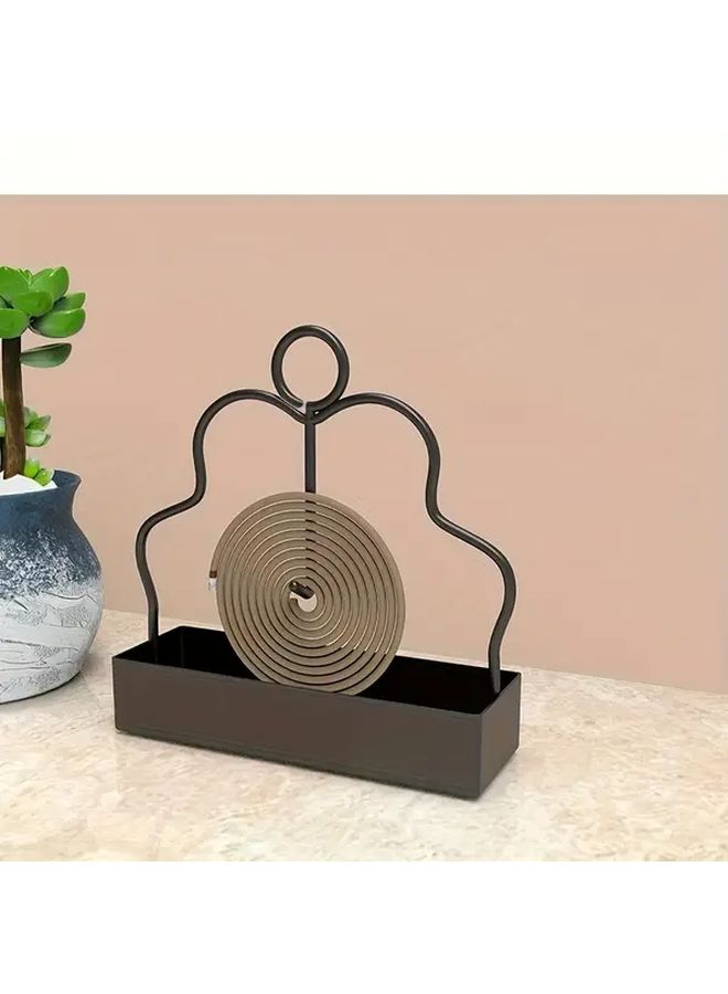 Black Iron Art Mosquito Coil Holder Durable Metal Incense Burner for Home Outdoor - Image 5