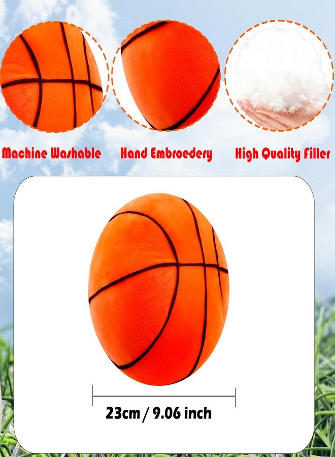 Conagel 4 Pcs Plush Basketball Pillow 9 Inch Soft Stuffed Basketball Throw Pillows Fluffy Sports Theme Cushion for Bedroom Home Decoration Games Sports Toy Gift - Image 2