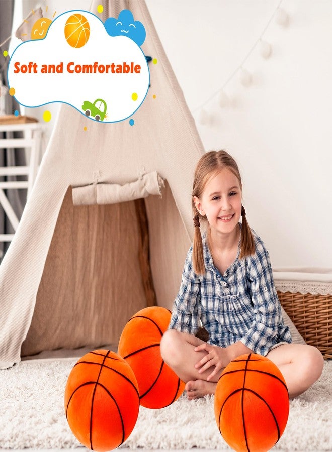 Conagel 4 Pcs Plush Basketball Pillow 9 Inch Soft Stuffed Basketball Throw Pillows Fluffy Sports Theme Cushion for Bedroom Home Decoration Games Sports Toy Gift - Image 3