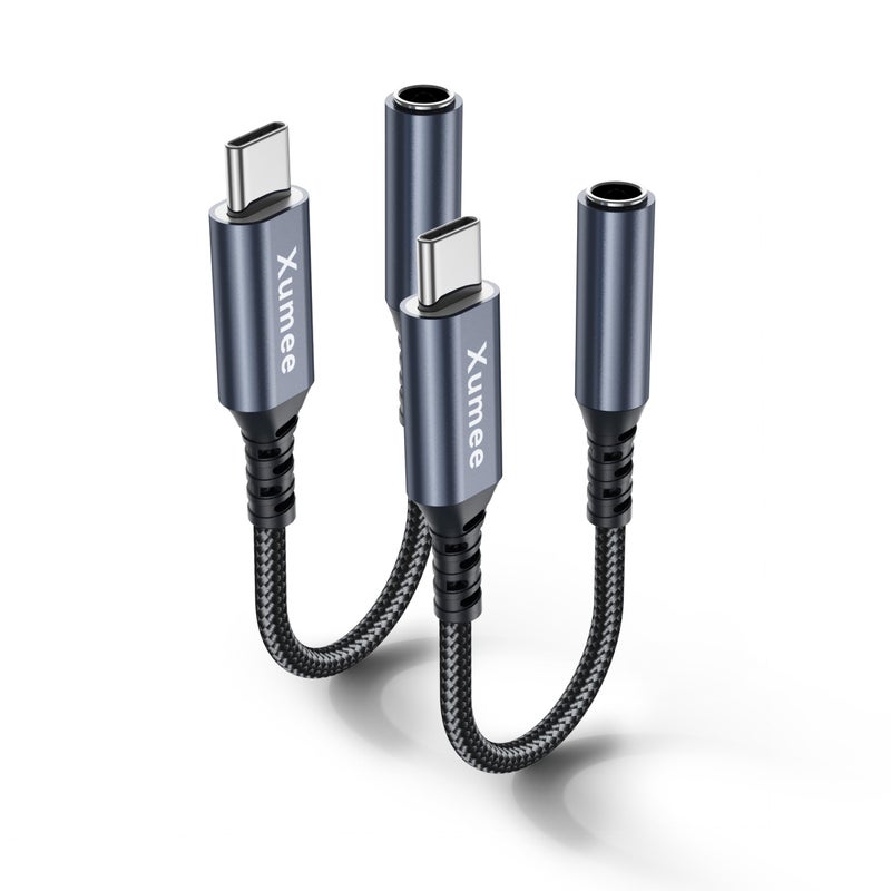 Xumee USB C to 3.5mm Headphone Jack Adapter, USB C to Aux Audio Dongle Adapter Compatible with iPhone 17/16/15 Series, Samsung Galaxy S25/S24/S23 Ultra, Pixel 9/8 (2-Pack) - Image 1