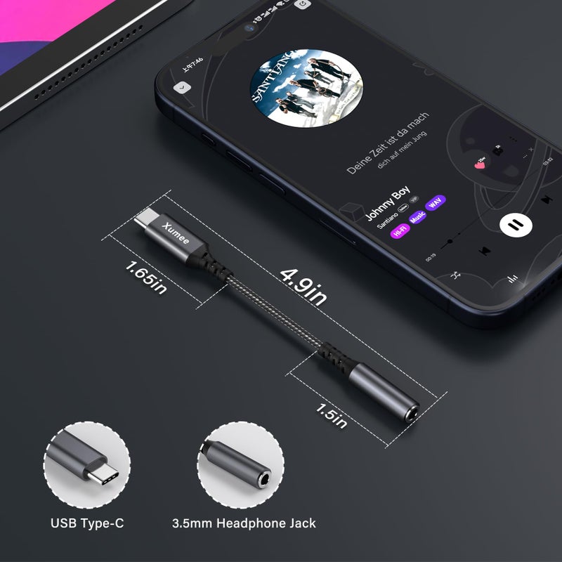 Xumee USB C to 3.5mm Headphone Jack Adapter, USB C to Aux Audio Dongle Adapter Compatible with iPhone 17/16/15 Series, Samsung Galaxy S25/S24/S23 Ultra, Pixel 9/8 (2-Pack) - Image 5