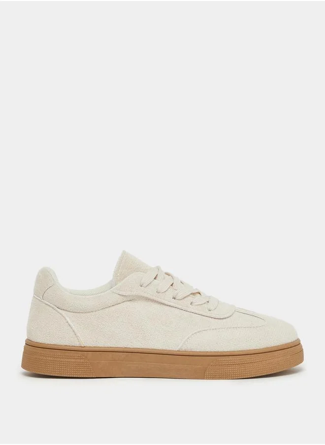 Styli Plain Round Toe Lace-Up Sneakers