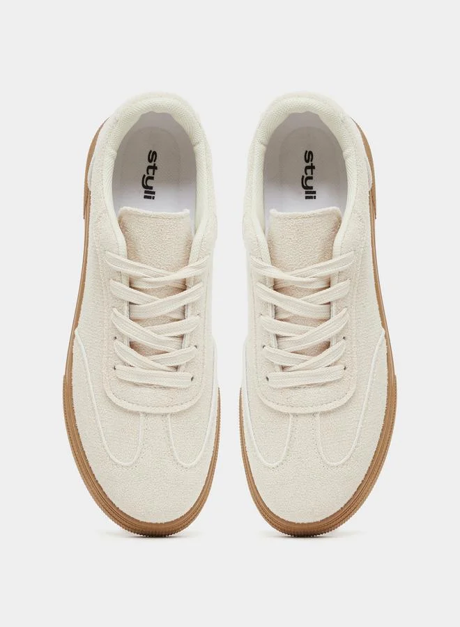 Styli Styli Plain Round Toe Lace-Up Sneakers