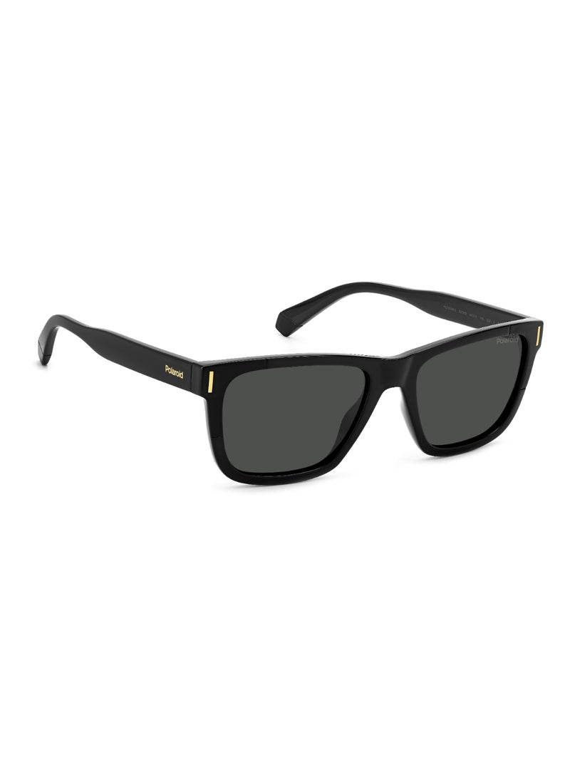 Polaroid Unisex Polarized Rectangular Shape  Sunglasses Pld 6186/S Grey 40 - Lens Size: 40.2 Mm - Black - Image 2