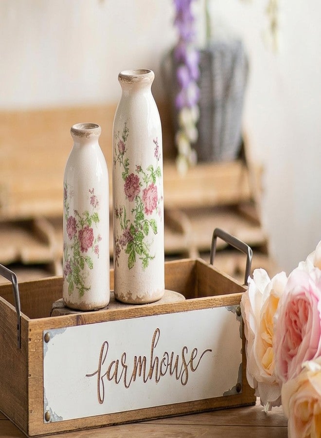 Teweiqi Pink - Flower Small Ceramic Vase Set, Retro Rustic Cute Flower Vase Gift, Art Decorative Vase for Your Home, Kitchen, Bedroom, Office, Living Room, Bathroom, & Shelf Centerpiece Table Decorations - Image 5