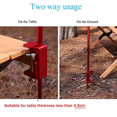 HIKEMAN Folding Lantern Stand Pole Portable Lamp Stand Hook Collapasible Light Stand Holder for Camping Fishing Picnic BBQ Outdoor Activities (Red) - Image 2