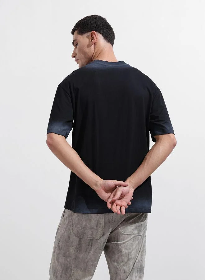 شركة المرآب الهندية تيشيرت رجالي بقصة مريحة ورقبة دائرية وطبعات ورسومات وأكمام قصيرة