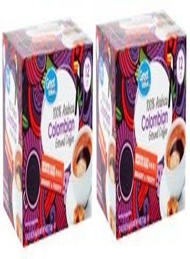 Great Value 100% Arabica Colombian Medium Dark Ground Coffee Pods, 0.33 oz, 12 count (Pack of 2) - Image 1