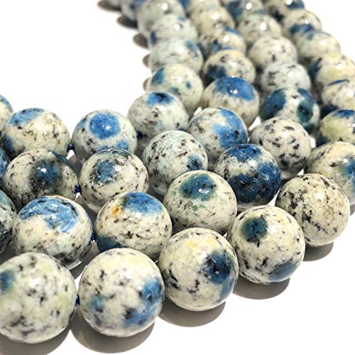 ABC GEMS USA ABCGEMS Jumbo-Size Extremely-Rare Himalayas K2 Azurite in Granite Beads (Occasionally Inclusions with Apatite & Malachite) Natural Gemstone DIY Jewelry Making - Healing, Energy, Round, 12mm - Image 3
