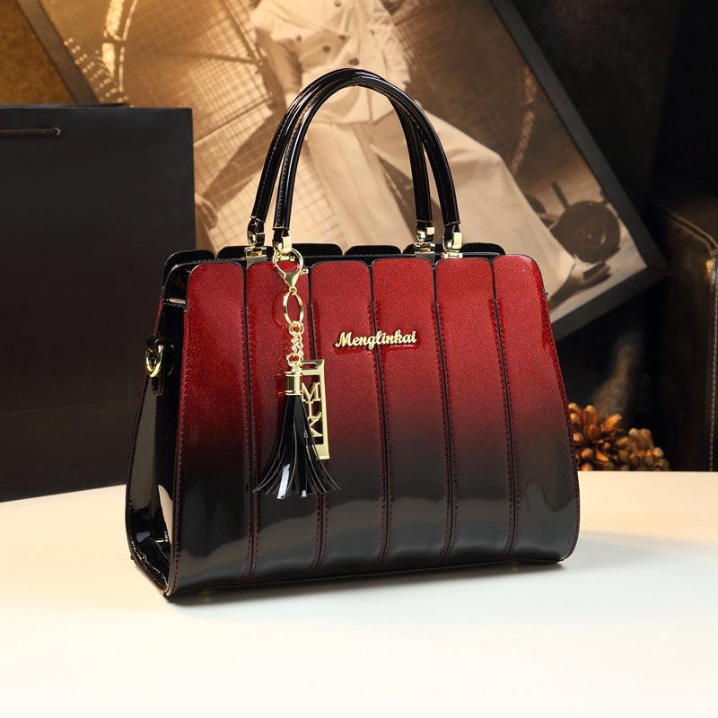 Color-Blocked Middle-Aged Women'S Bag, Stylish Large-Capacity Shoulder And Handbag For Mothers, Versatile Tote Bag For Women - Image 2