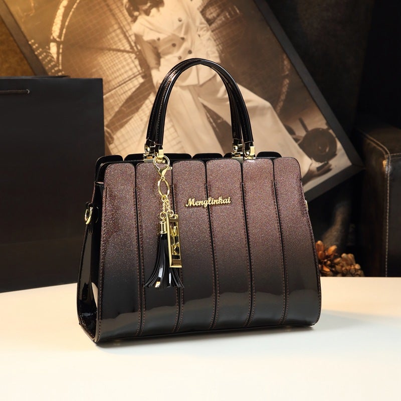 Color-Blocked Middle-Aged Women'S Bag, Stylish Large-Capacity Shoulder And Handbag For Mothers, Versatile Tote Bag For Women - Image 4