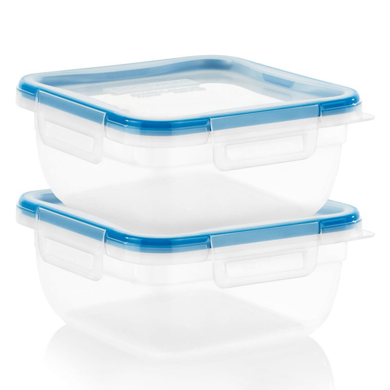 Snapware Total Solution 2Pack 55Cup Plastic Food Storage Containers Set Leakproof Airtight Locking Lids Square Tupperware NonToxic BPAFree Lids Microwave Dishwasher Freezer Safe