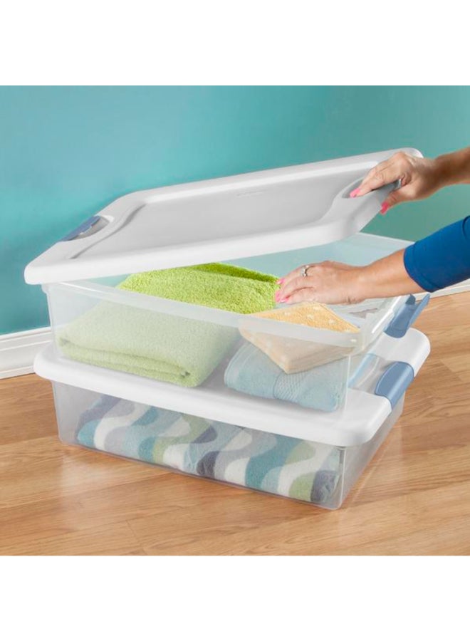 ستيريليت صندوق تخزين بلاستيكي مستطيل بإغلاق بمشبك شفاف وأزرق 32 كوارت 4387114 - Image 4