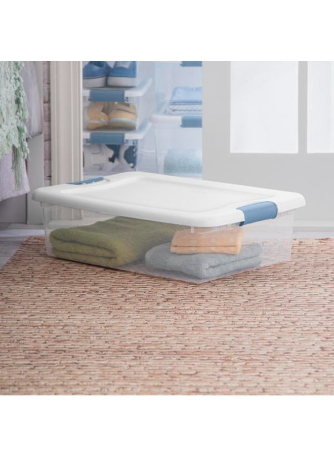 ستيريليت صندوق تخزين بلاستيكي مستطيل بإغلاق بمشبك شفاف وأزرق 32 كوارت 4387114 - Image 3