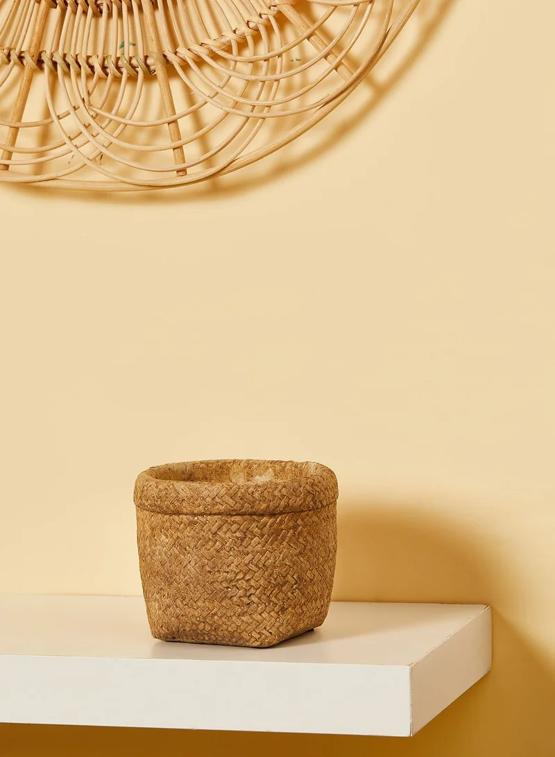 AURORA Rattan Effect Cement Flower Pot