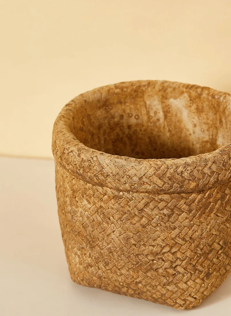 AURORA Rattan Effect Cement Flower Pot