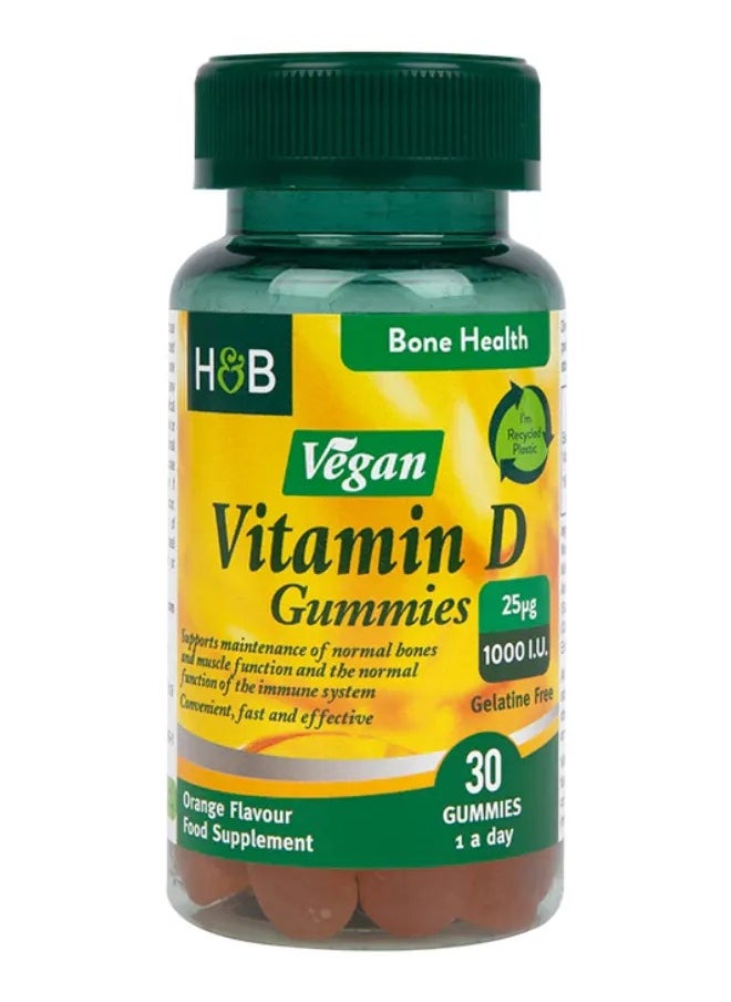 H&B H&B Vegan Vitamin D Gummies 1000 I.U For Bone Health, Pack of 30's 