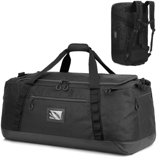TUGUAN Extra Large Travel Duffle Bag Backpack for Men with Adjustable Dividers 120L Big Weekend Overnight Bag with ID Pocket Shoulder Strap Heavy Duty Sports Duffel Bags for Camping Gym, Black - Image 1