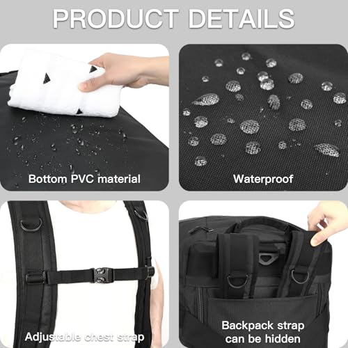 TUGUAN Extra Large Travel Duffle Bag Backpack for Men with Adjustable Dividers 120L Big Weekend Overnight Bag with ID Pocket Shoulder Strap Heavy Duty Sports Duffel Bags for Camping Gym, Black - Image 3