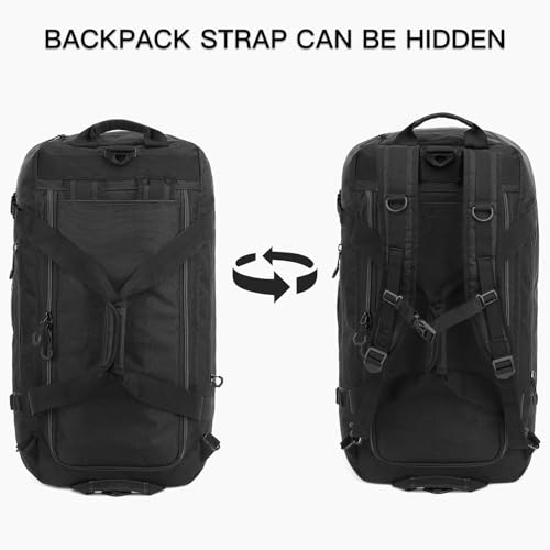 TUGUAN Extra Large Travel Duffle Bag Backpack for Men with Adjustable Dividers 120L Big Weekend Overnight Bag with ID Pocket Shoulder Strap Heavy Duty Sports Duffel Bags for Camping Gym, Black - Image 4