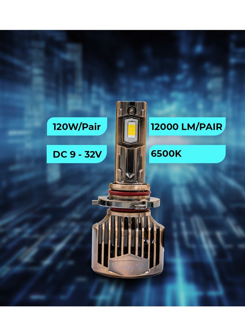 توبيز مجموعة مصابيح LED أصلية تم اختبارها من توبي LX60-9005 بقدرة 120 وات/زوج، زوج 12000 لومن، لون مشرق مع درجة حرارة (6500 كلفن)  - Image 2