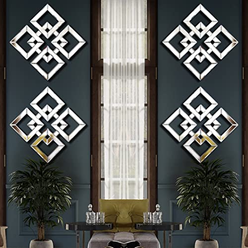 QMDECOR Silver Mirrored Wall Decor 16x16” Decorative Mirror Modern Fashion DIY Wall-Mounted Mirrors Square Design Gorgeous, Glam, Accent, Vintage, Chic Mirror for Room and Home Decor - Image 3