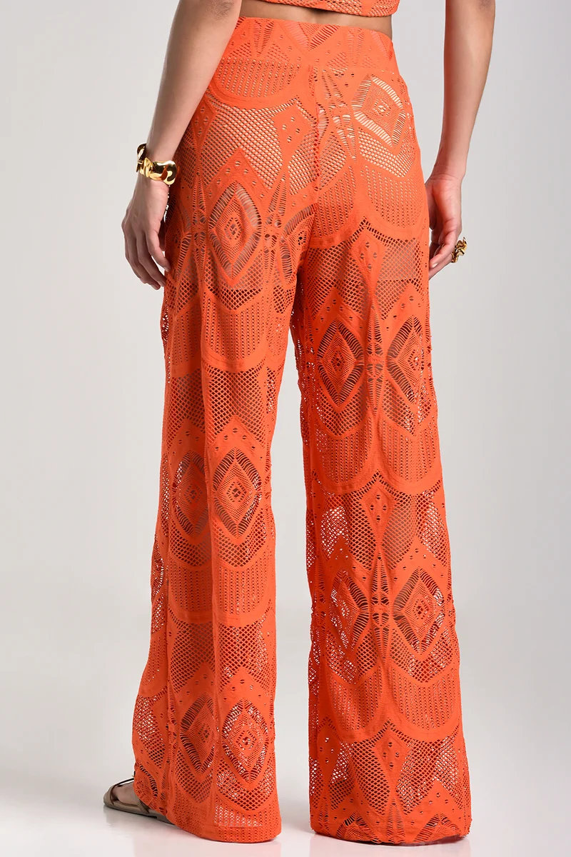 كارمن ستيفنز سروال بالازو برتقالي بوهيمي شيك