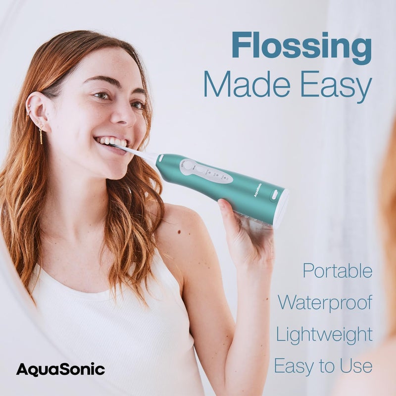 AquaSonic Water Flosser - Cordless Rechargeable Water Flossers for Teeth Cleaning - Waterproof Aqua Flosser, Portable Oral Irrigator for Dental Cleaning with 5 Jet Tips â€“ Braces Home Travel - Image 2