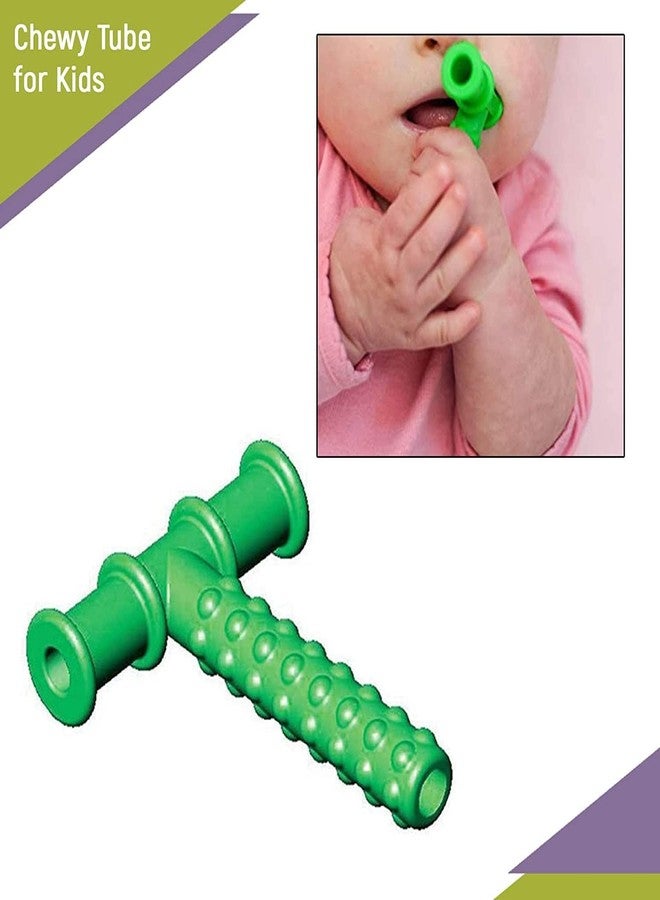 Safe-O-Kid® Non-Toxic, Speech Therapy Tool Develop Baby's Biting Skills Safely, Silicone Chewy Tube for Toddler (T Shape - Green, Pack of 1) - Image 4