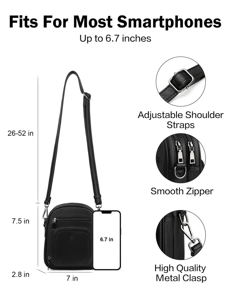 FADEON Small Purses for Women Crossbody Bags, Designer PU Leather Mini Cross Body Purse Travel Shoulder Bag Card Slots - Image 4