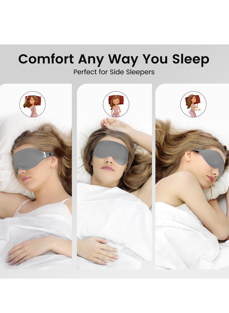 KHAJUL - Sleep Eye Mask for Men and Women - Perfect Blackout 3D Eye Mask for Calm Sleep | 100% Blackout Nose Bridge Design | Soft and Comfortable Eyeshadow Cover for Travel, Yoga, Napping - Grey - Image 1
