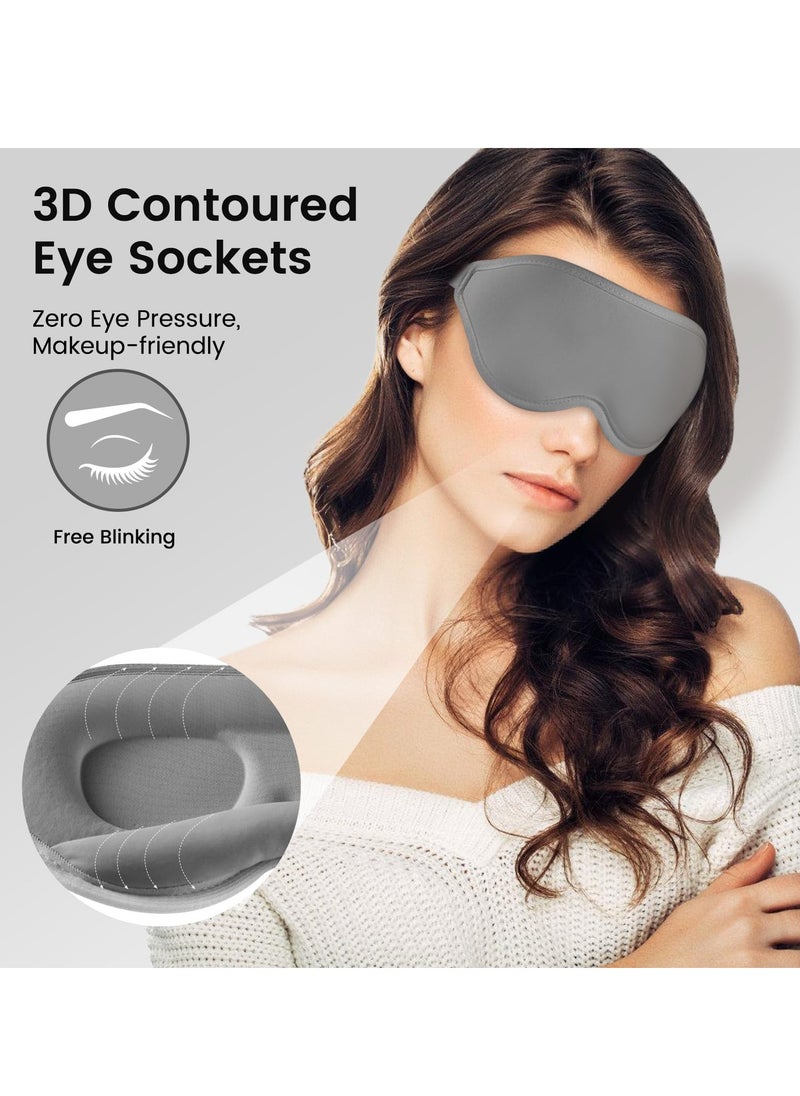 KHAJUL - Sleep Eye Mask for Men and Women - Perfect Blackout 3D Eye Mask for Calm Sleep | 100% Blackout Nose Bridge Design | Soft and Comfortable Eyeshadow Cover for Travel, Yoga, Napping - Grey - Image 1