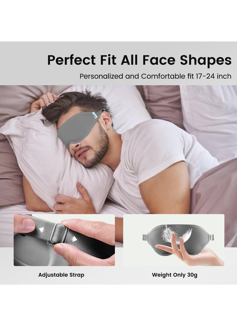 KHAJUL - Sleep Eye Mask for Men and Women - Perfect Blackout 3D Eye Mask for Calm Sleep | 100% Blackout Nose Bridge Design | Soft and Comfortable Eyeshadow Cover for Travel, Yoga, Napping - Grey - Image 1
