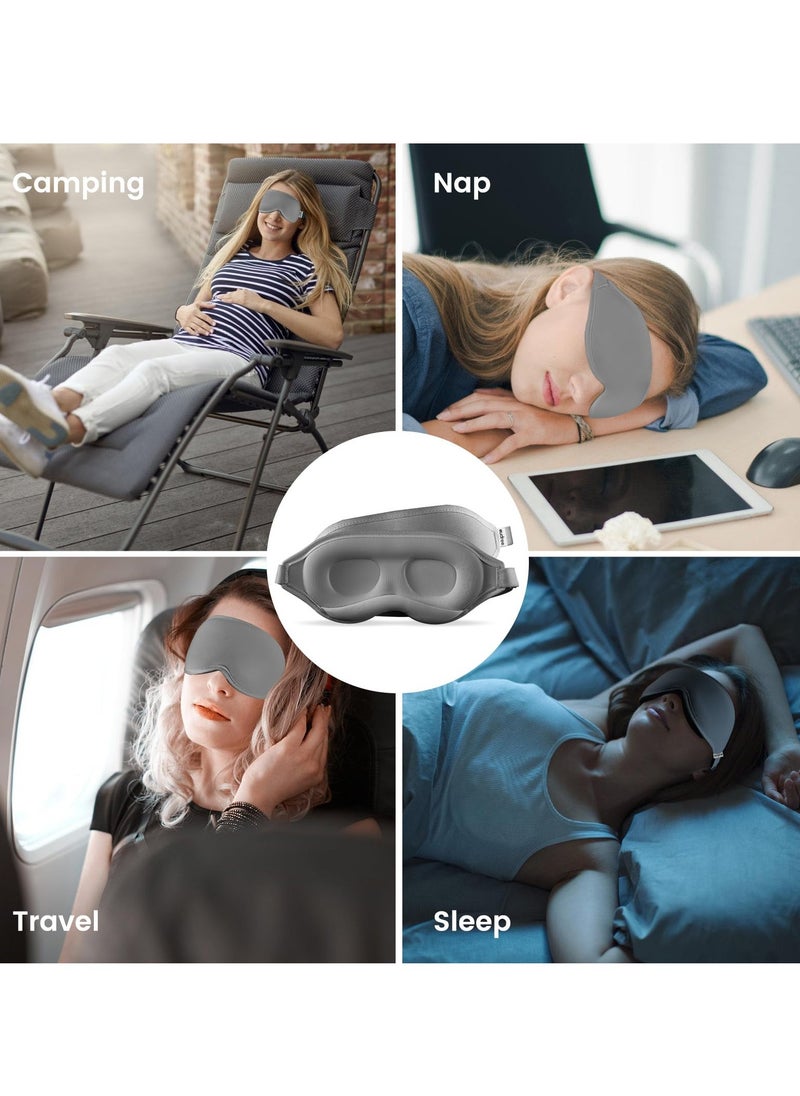 KHAJUL - Sleep Eye Mask for Men and Women - Perfect Blackout 3D Eye Mask for Calm Sleep | 100% Blackout Nose Bridge Design | Soft and Comfortable Eyeshadow Cover for Travel, Yoga, Napping - Grey - Image 1