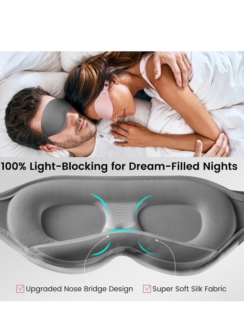 KHAJUL - Sleep Eye Mask for Men and Women - Perfect Blackout 3D Eye Mask for Calm Sleep | 100% Blackout Nose Bridge Design | Soft and Comfortable Eyeshadow Cover for Travel, Yoga, Napping - Grey - Image 1